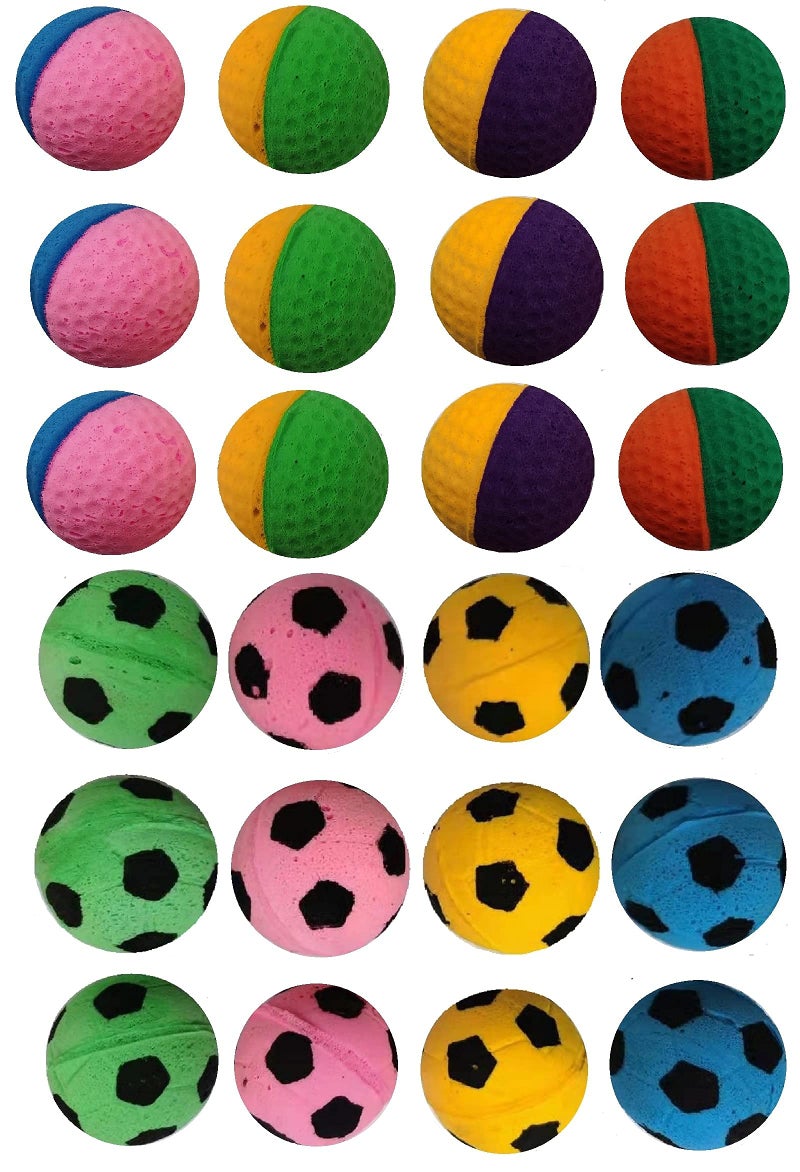 SHUYUE 24 Pack Foam Soccer Balls Cat Toys For Indoor Cats (24Pcs Mixed sponge ball) - Image 1